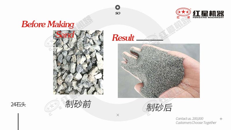 24石頭做機(jī)制砂原料，一立方米出多少機(jī)制砂